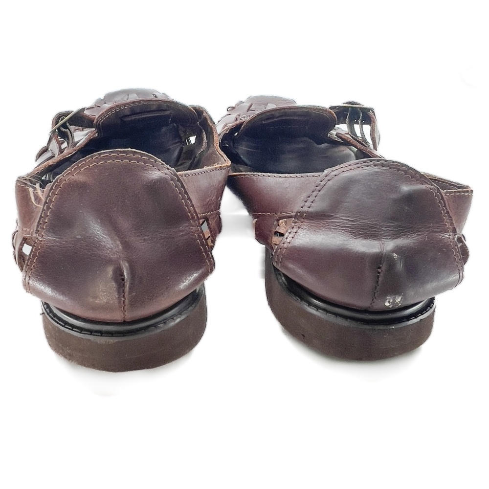 Men's Brown Leather Woven Sandals - Picture 3 of 10